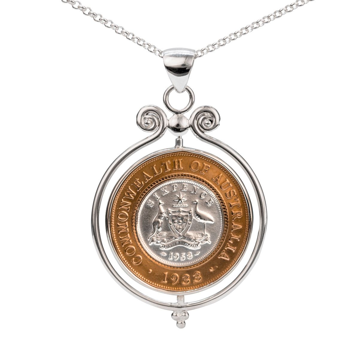 PENDANT S/S SIXPENCE/PENNY SP