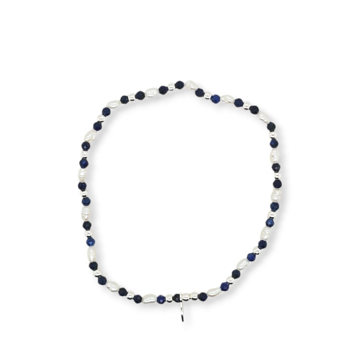 BRACELET S/S PEARL & LAPIS