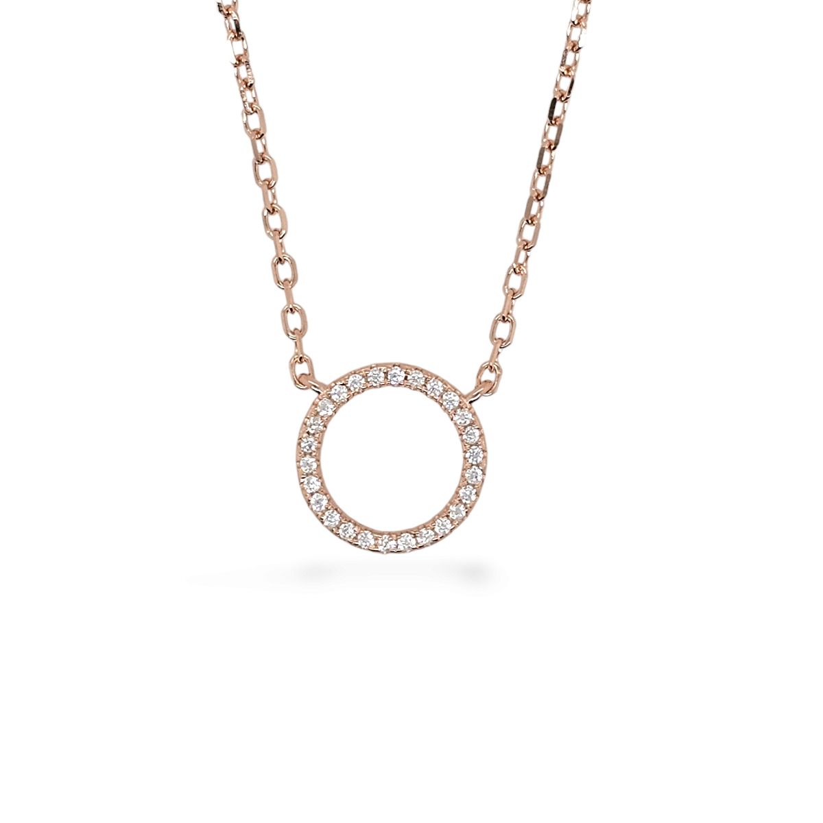 NECKLACE S/S & RGP CZ CIRCLE