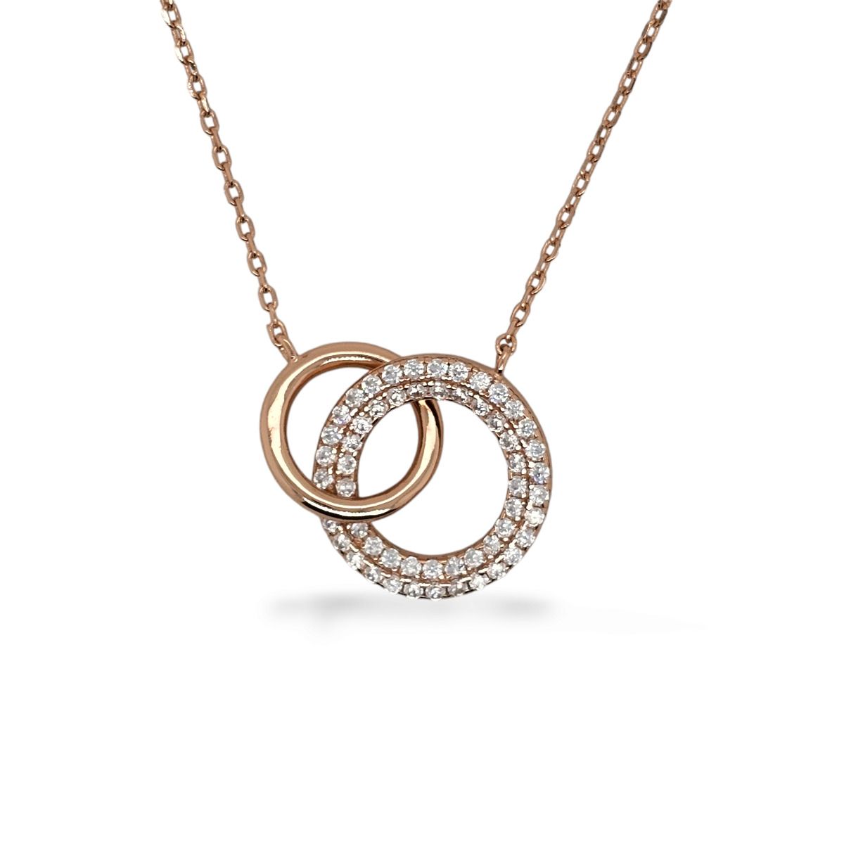 NECKLACE S/S & RGP CZ CIRCLES