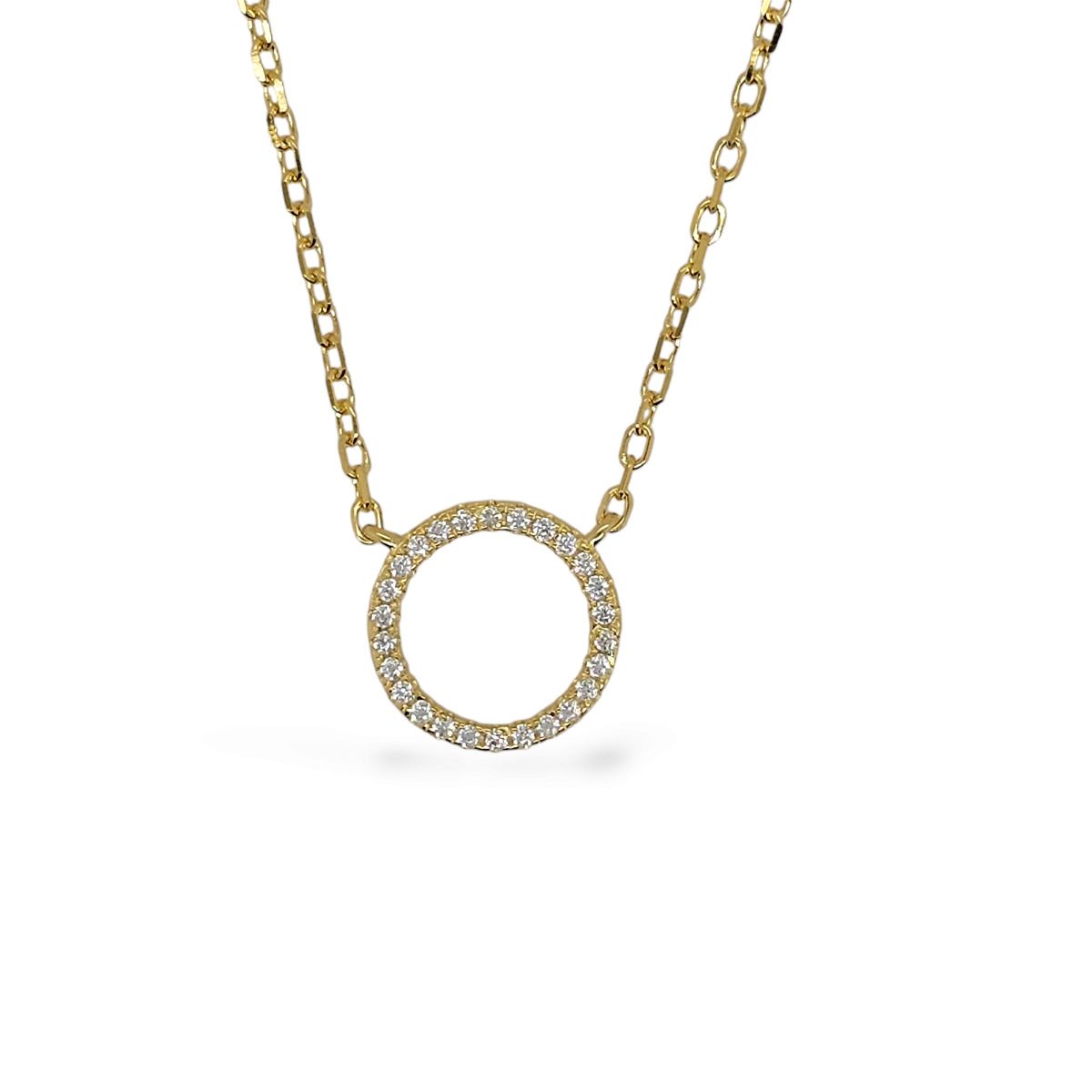 NECKLACE S/S & YGP CZ CIRCLE