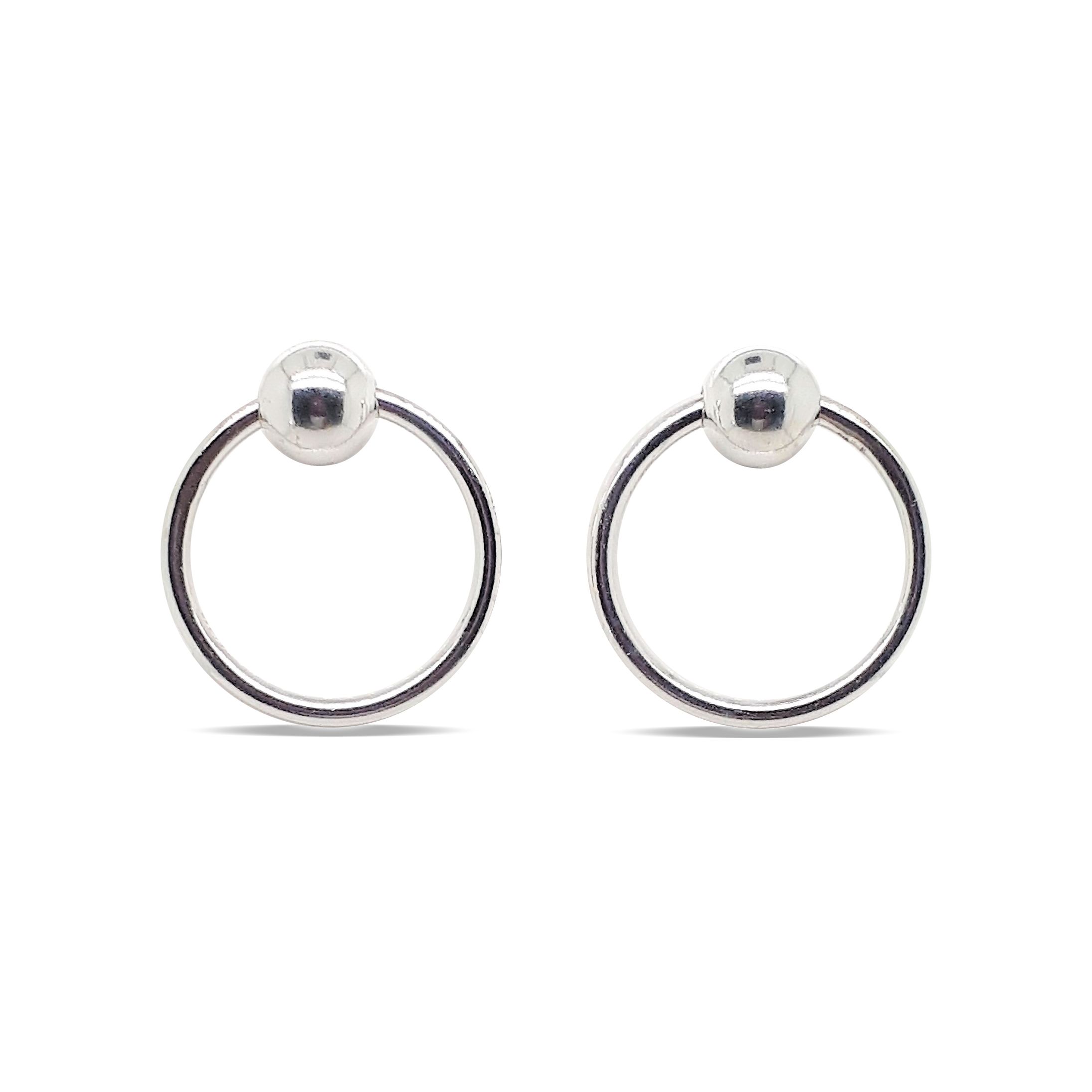 EARRINGS S/S 6mm BALL ON HOOP