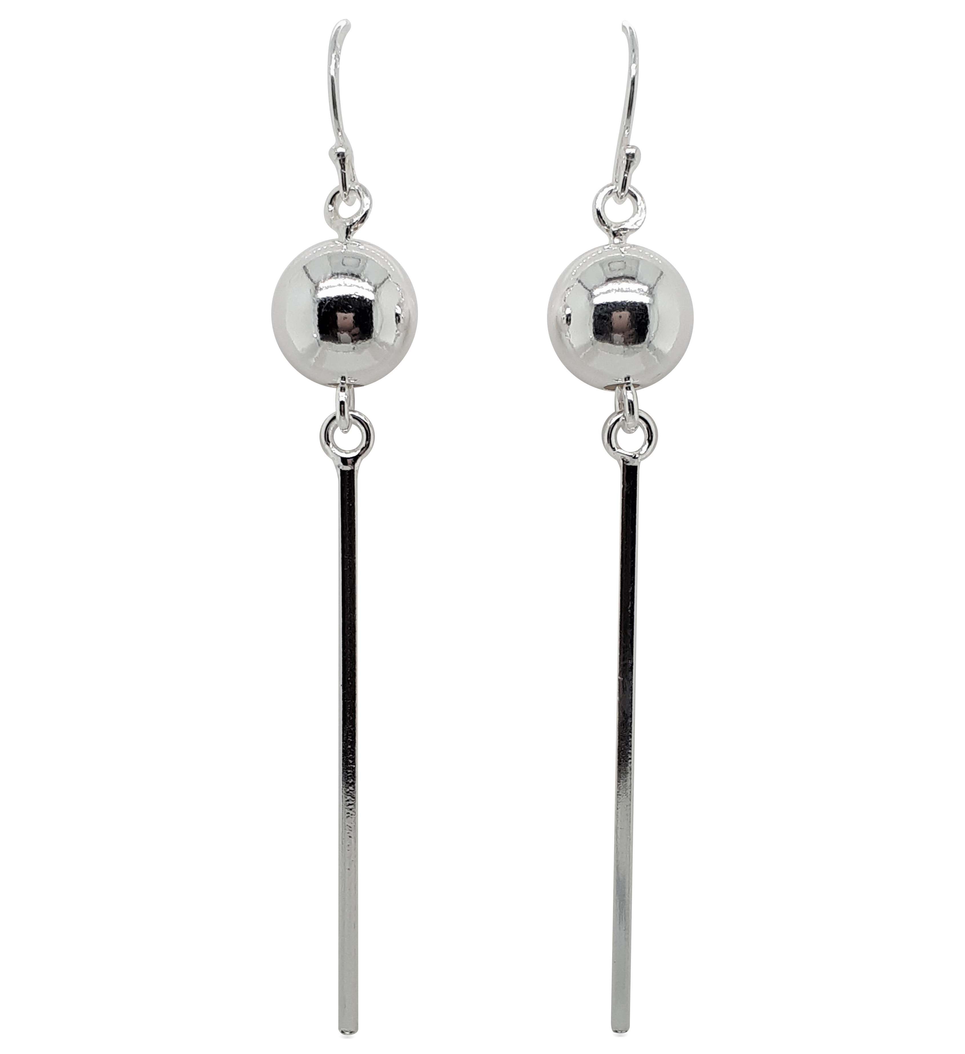 EARRINGS S/S BALL BAR DROP