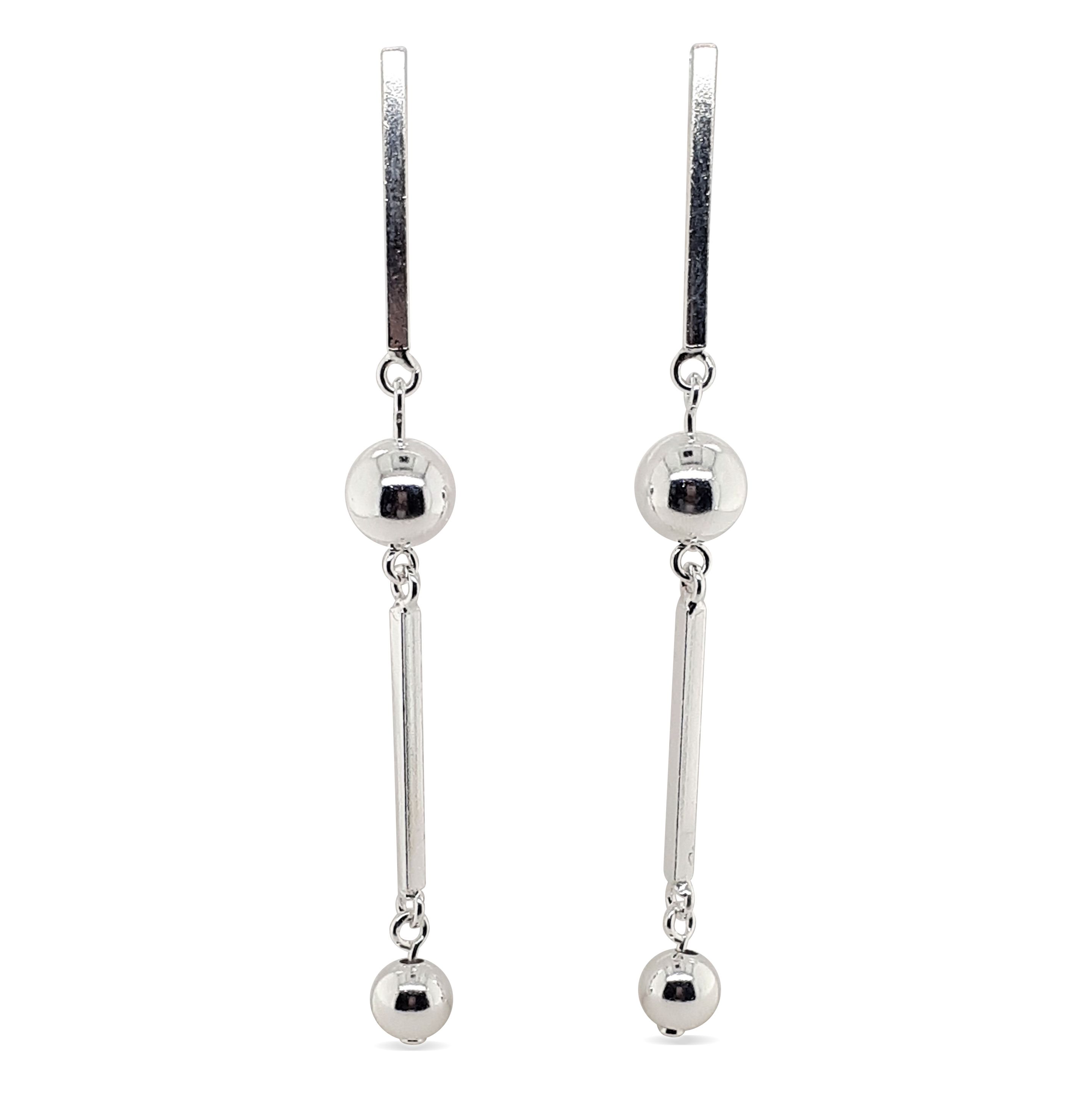 EARRINGS S/S BAR & BALL STD DR