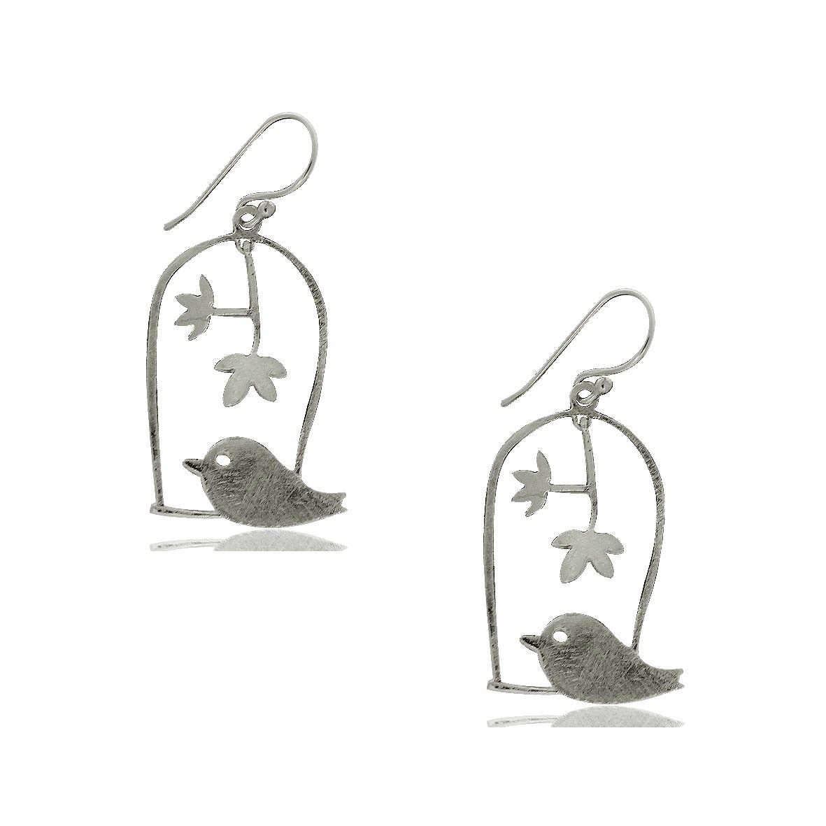 EARRINGS S/S BIRD & LEAF