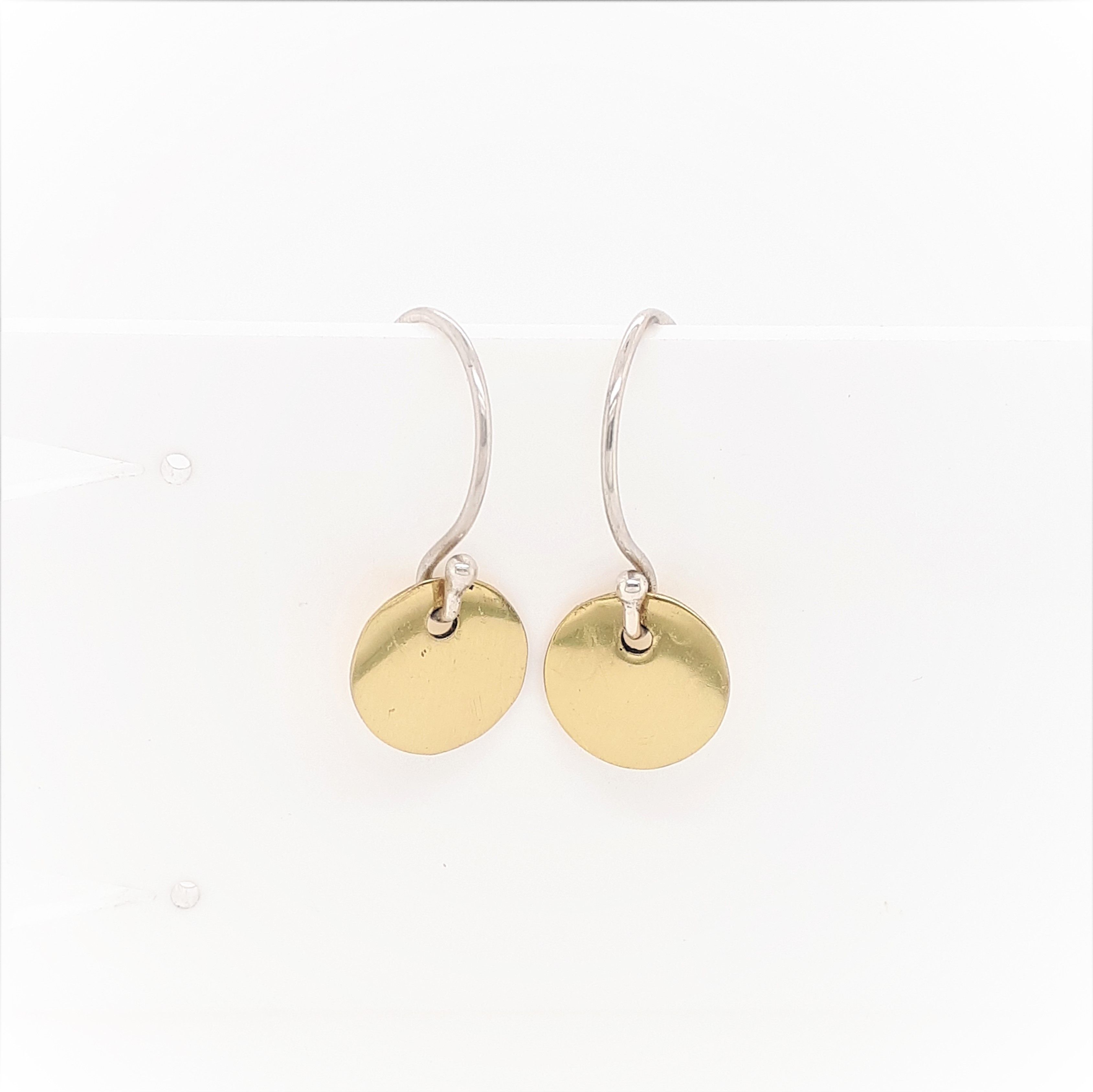 EARRINGS S/S & BRS SMALL DISC
