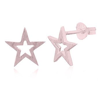 EARRINGS S/S BRUSHED STAR RGP