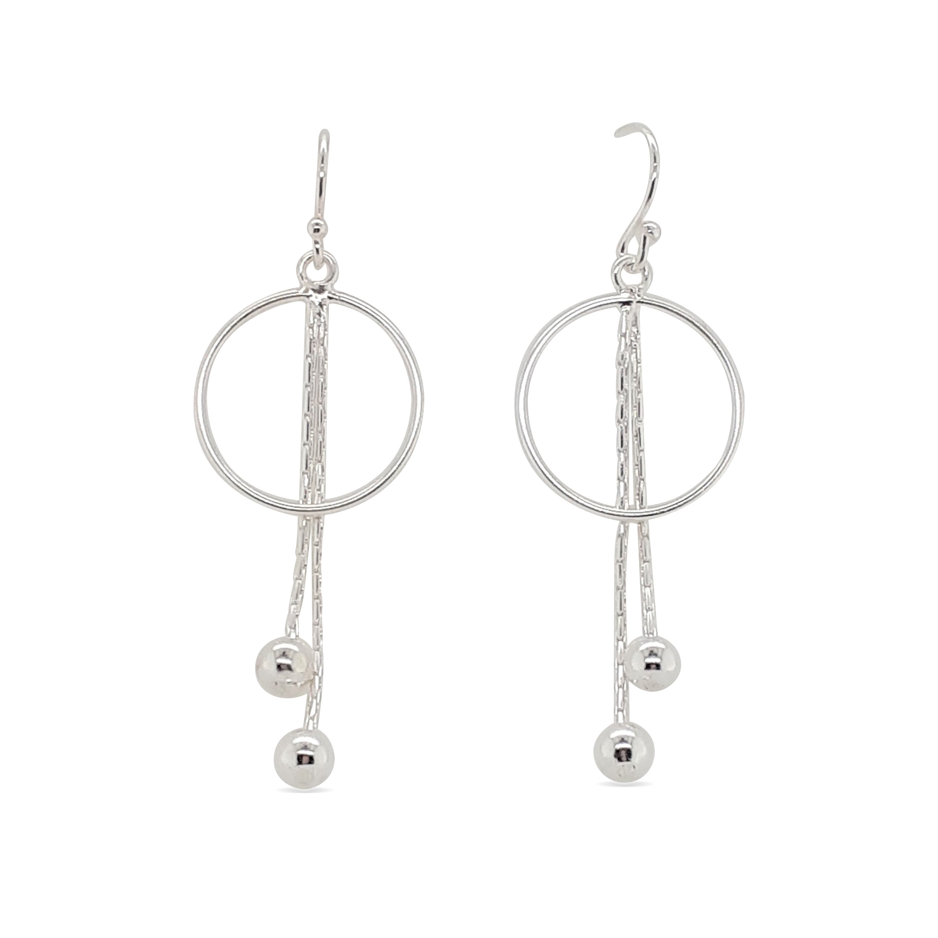 EARRINGS S/S CIRCLE +BALL DROP