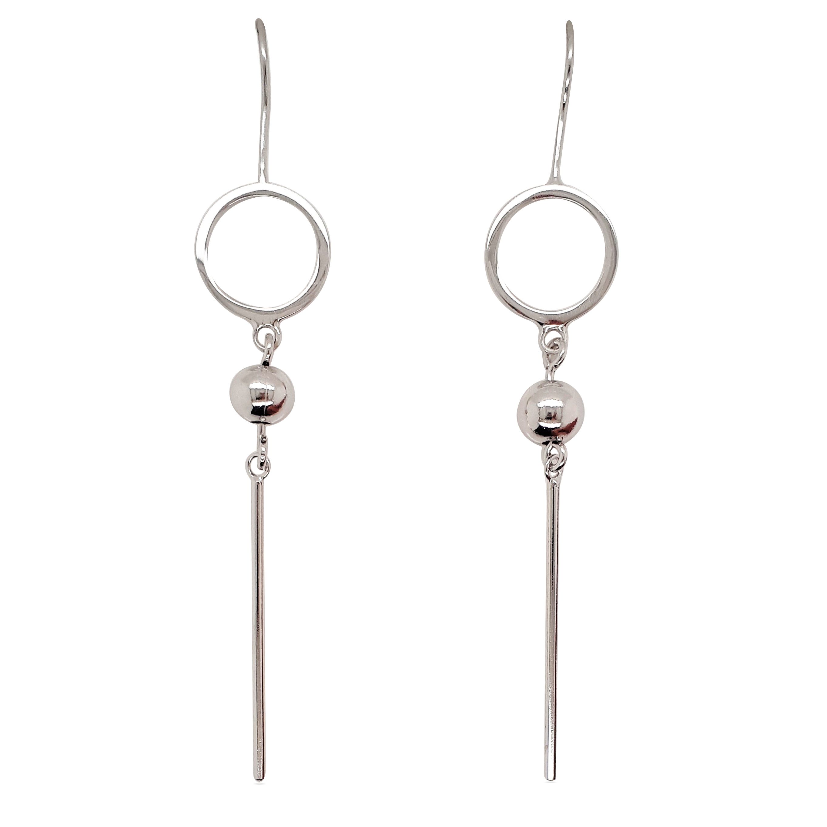 EARRINGS S/S CIRCLE BALL DROPS