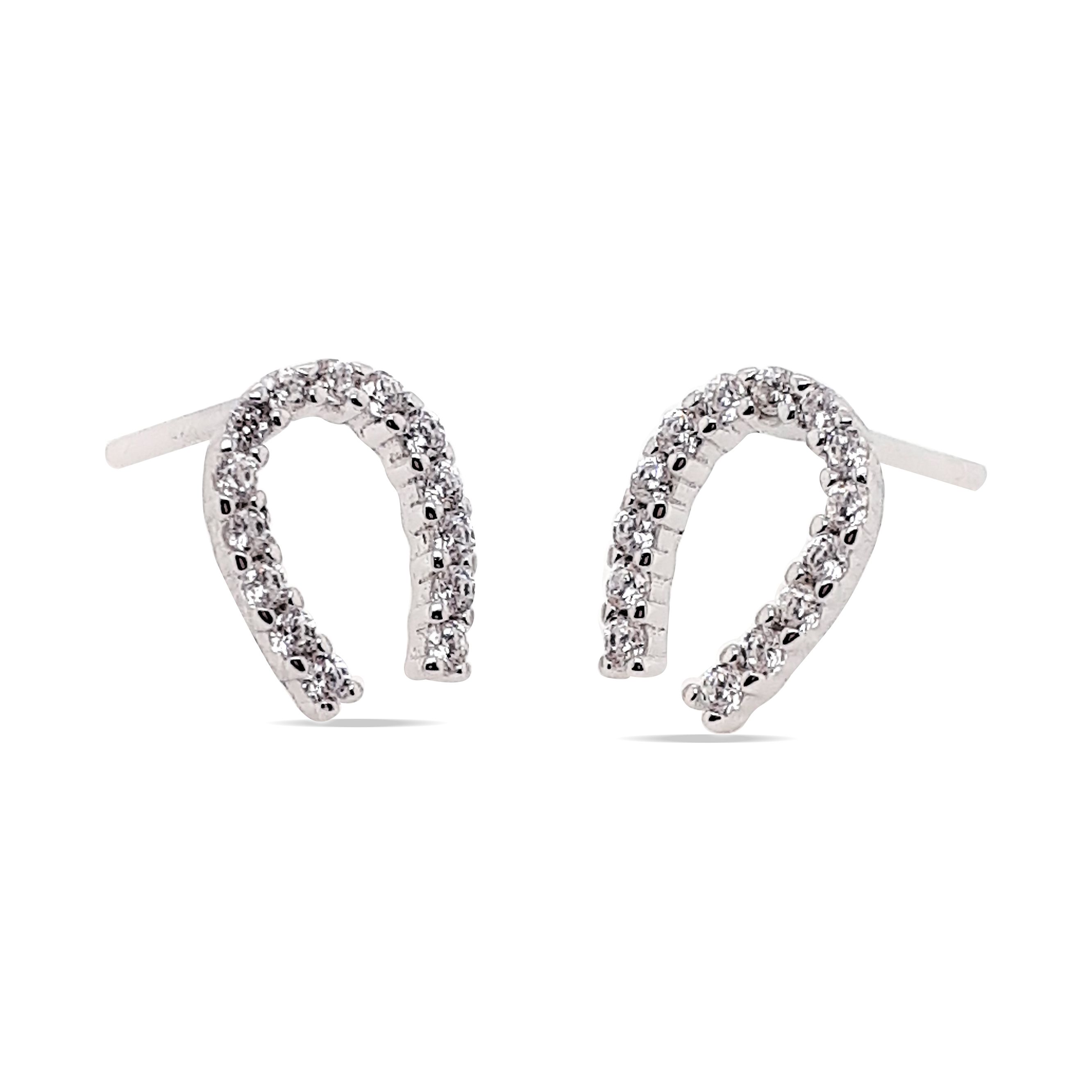 EARRINGS S/S CZ HORSESHOE