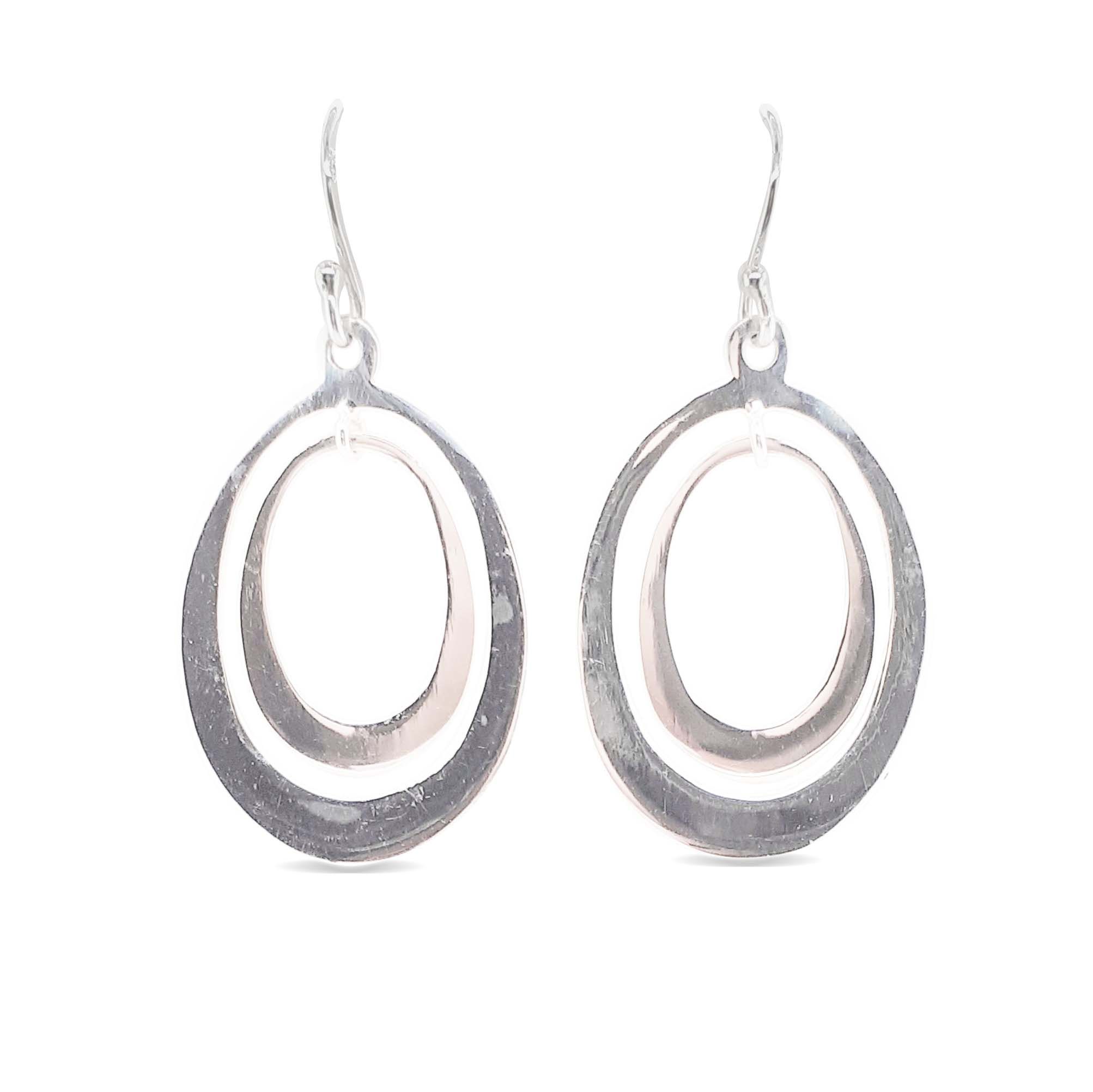 EARRINGS S/S DBL OVAL DROP