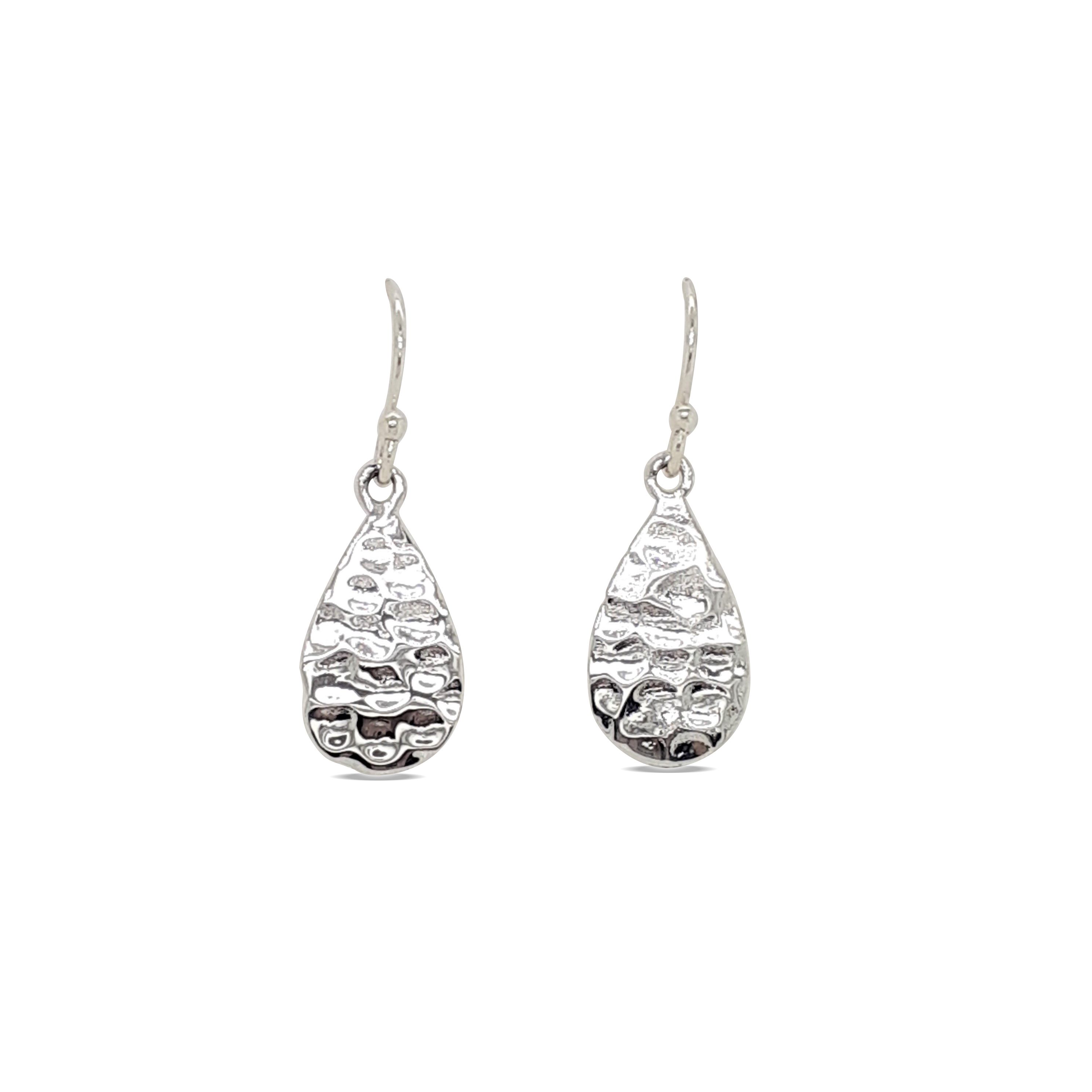 EARRINGS S/S HAMMERED TEARDROP