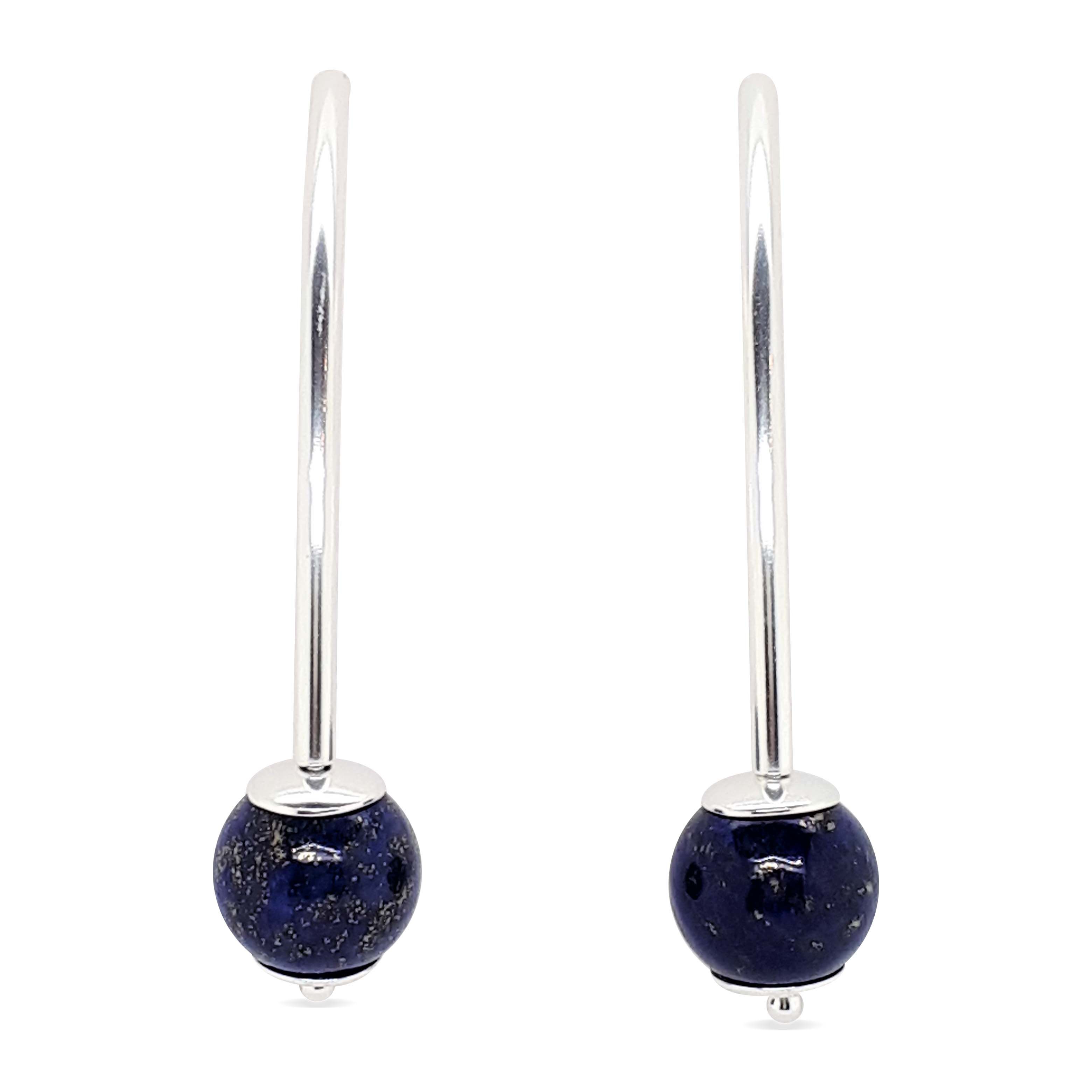 EARRINGS S/S & LAPIS LONG DROP