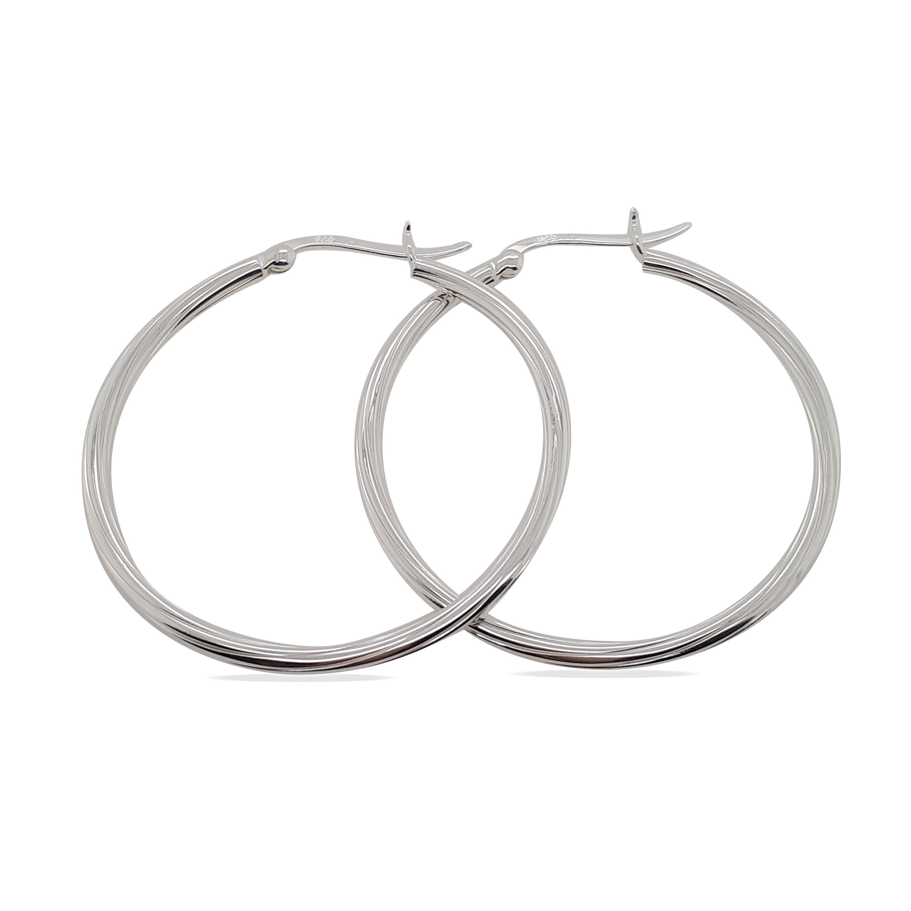 EARRINGS S/S MED TWIST HOOPS