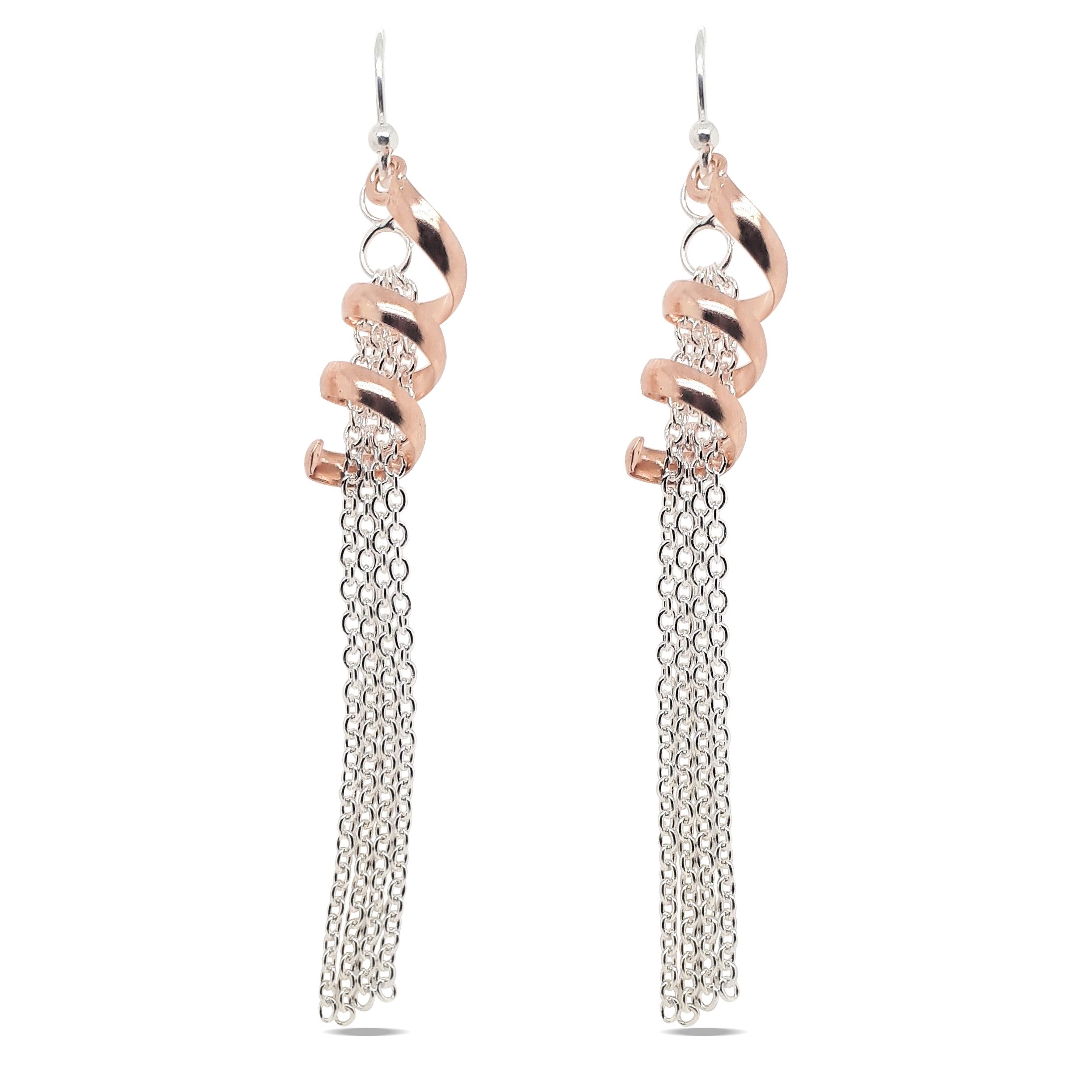 EARRINGS S/S & RGP COIL CHAIN