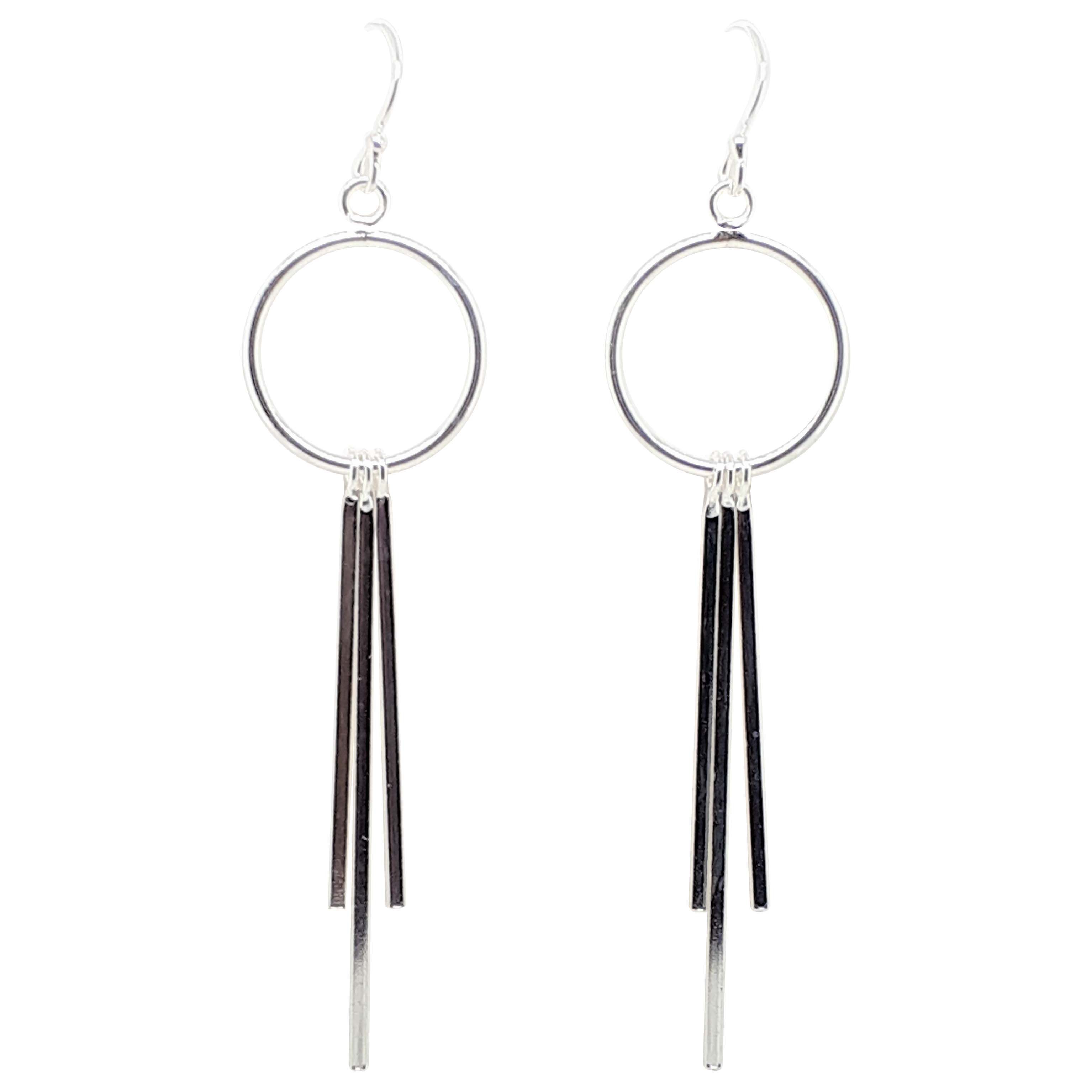 EARRINGS S/S RND BAR DROPS