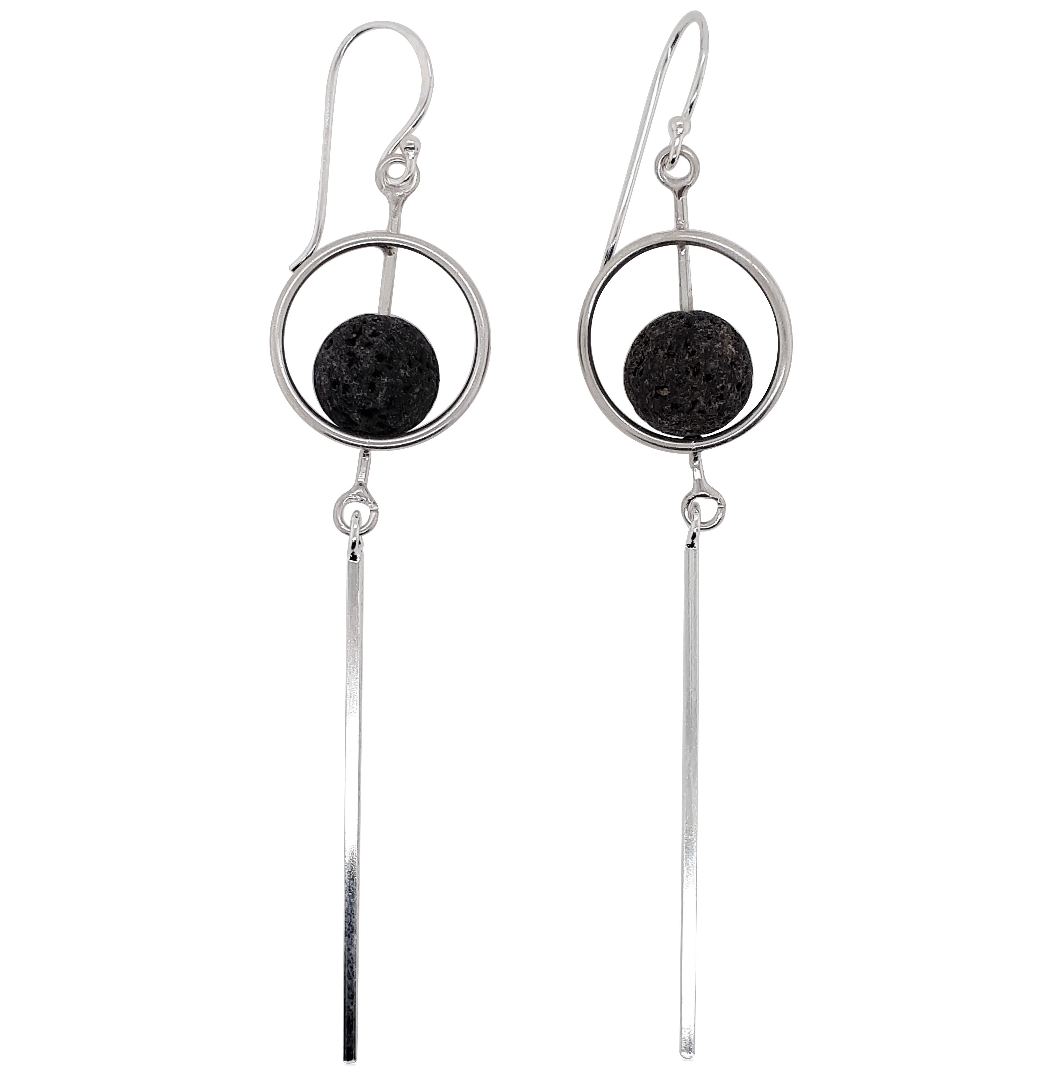 EARRINGS S/S & VOLCANIC ROCK