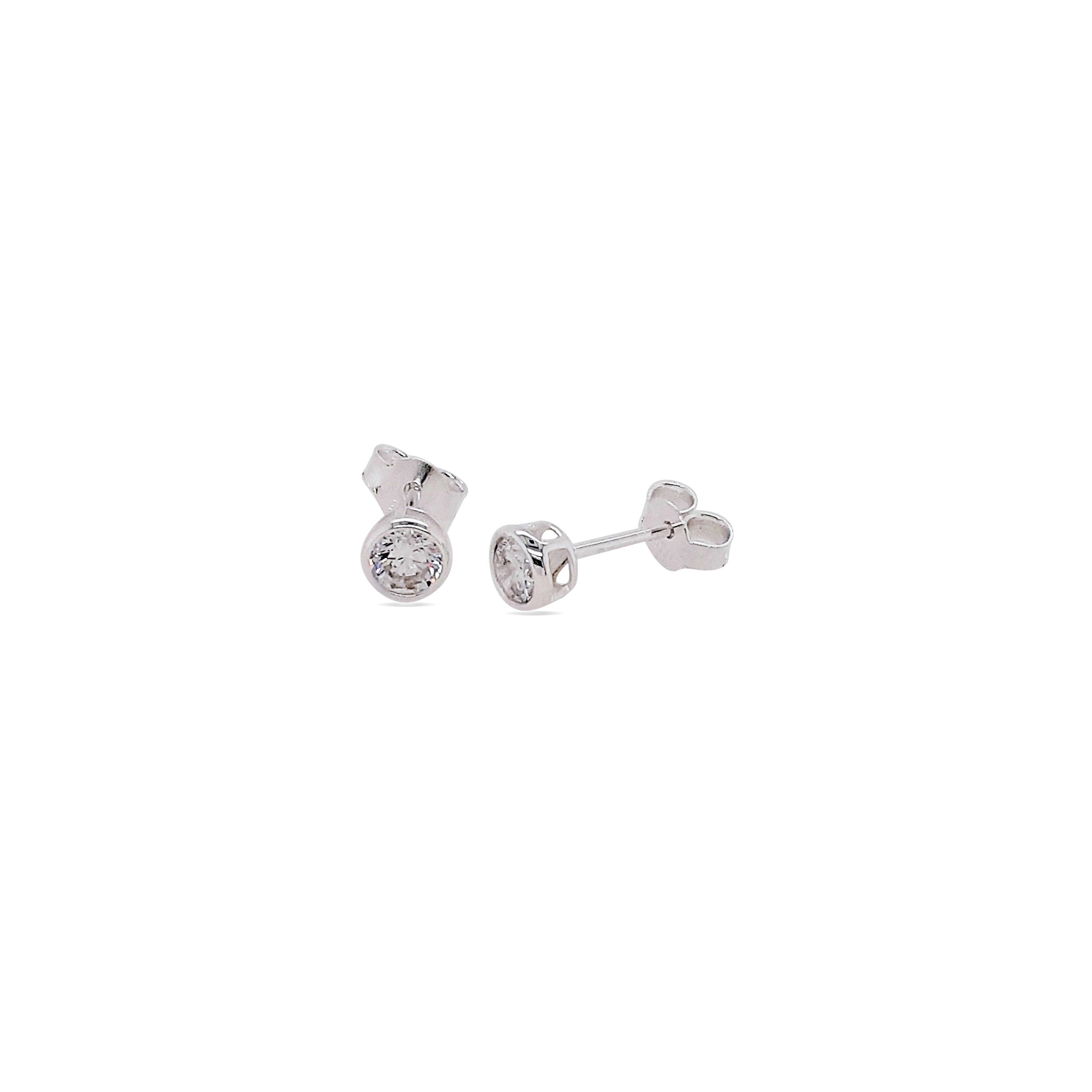 EARRINGS S/S & 4mm CZ RUBOVER