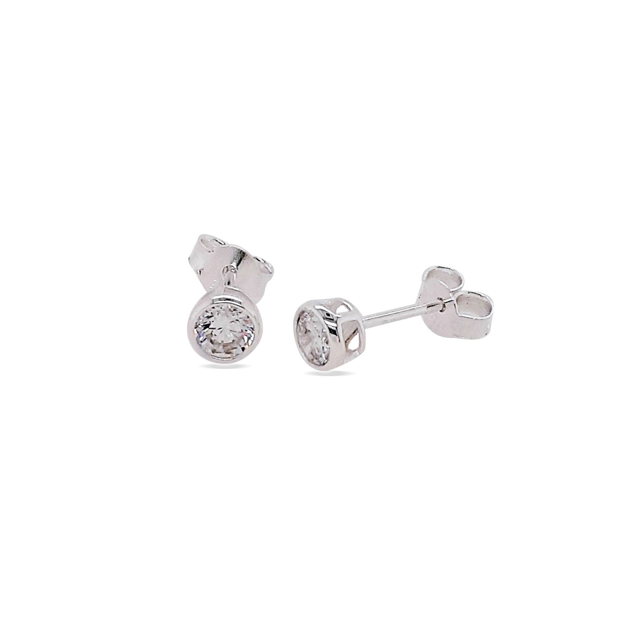 EARRINGS S/S & 6mm CZ RUBOVER