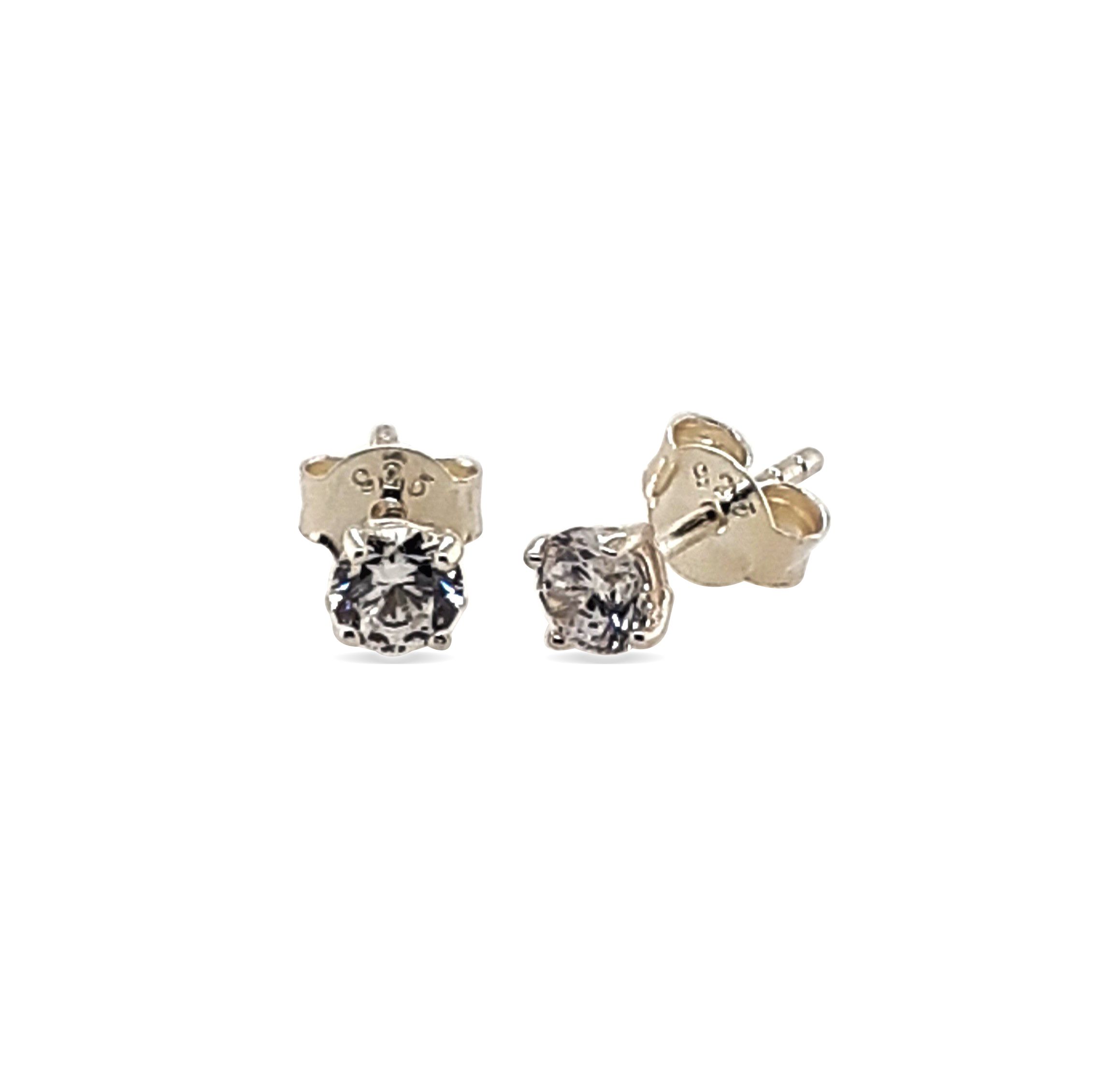 EARRINGS S/S 6mm ROUND CZ