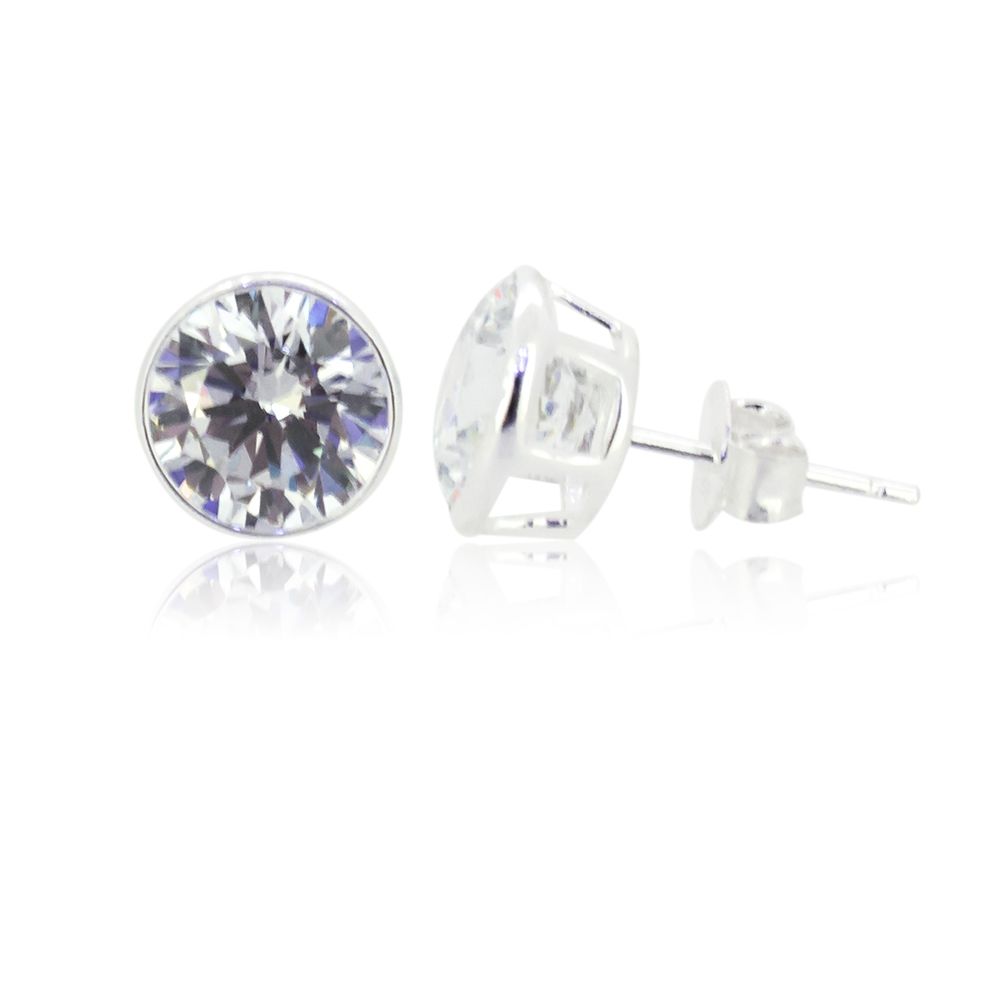 EARRINGS S/S & 8mm CZ RUBOVER