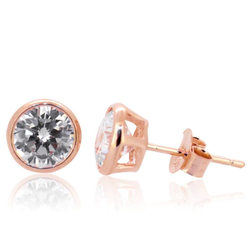 EARRINGS S/S RGP 10mm BEZEL