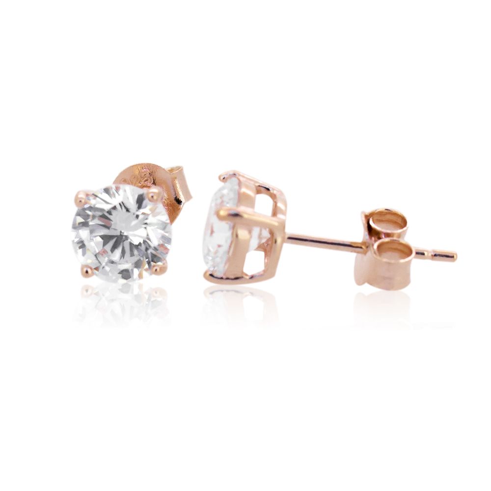 EARRINGS STUDS CZ RGP 6mm