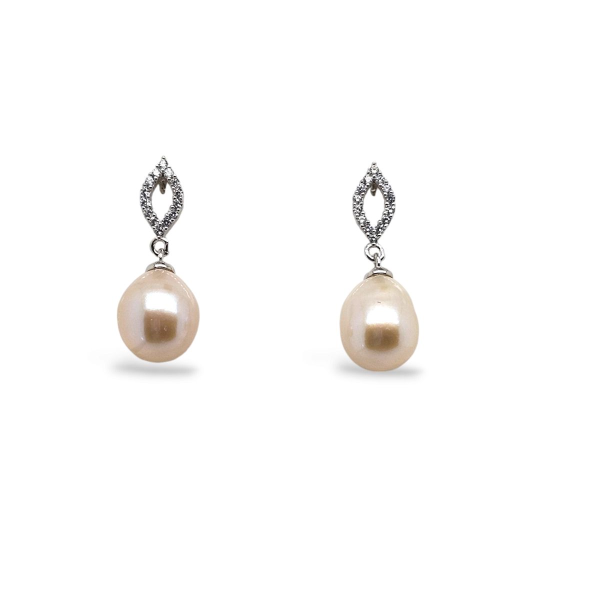 EARRING S/S CZ & F/WATER PEARL