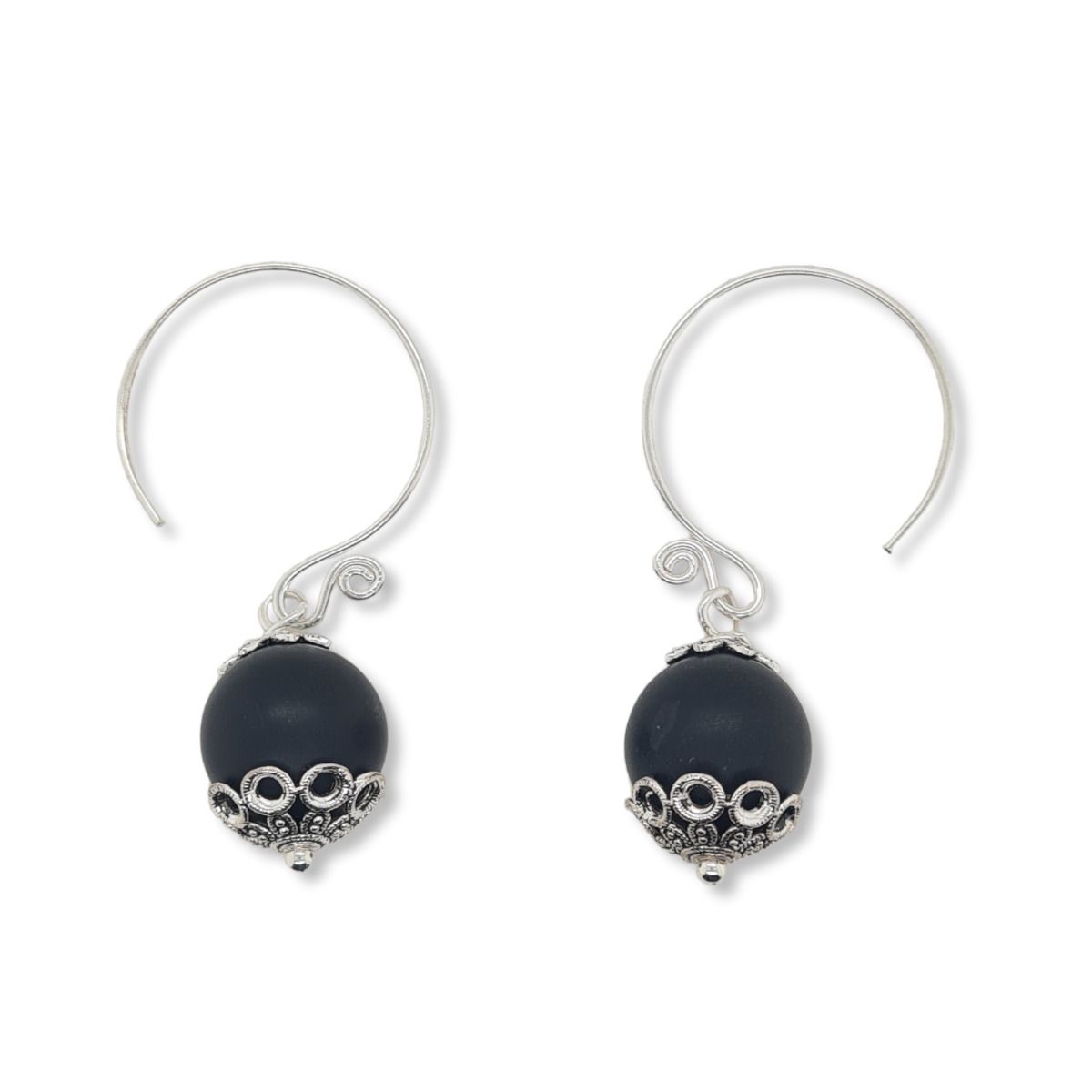 EARRINGS S/S & BLACK ONYX