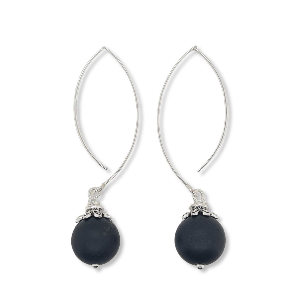 EARRINGS S/S & BLACK ONYX