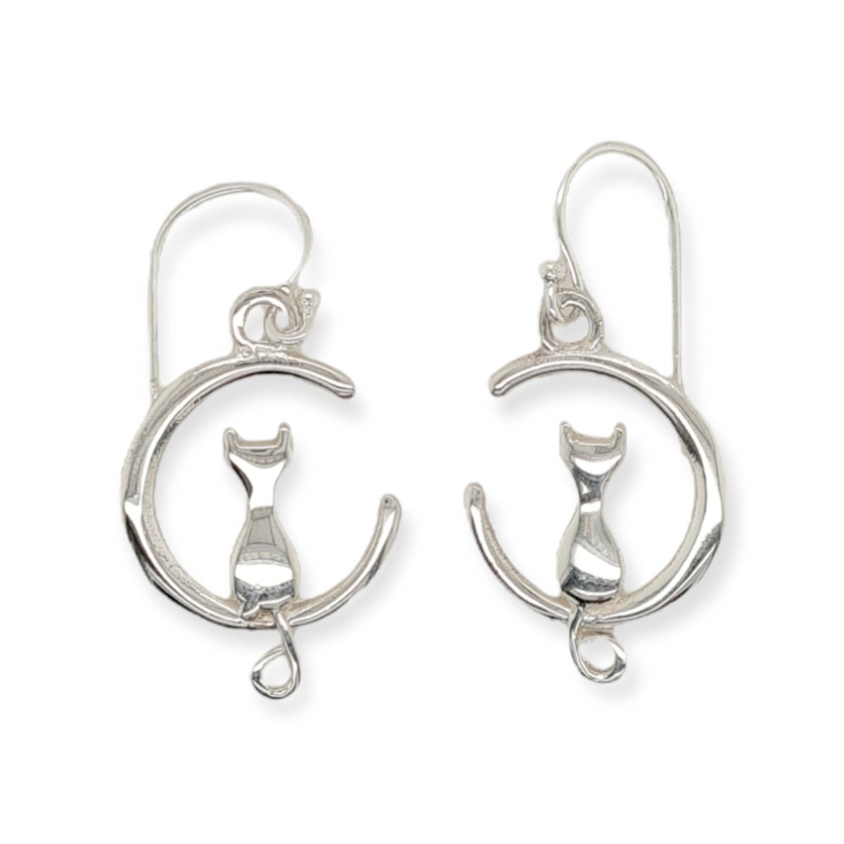 EARRINGS S/S CAT ON THE MOON