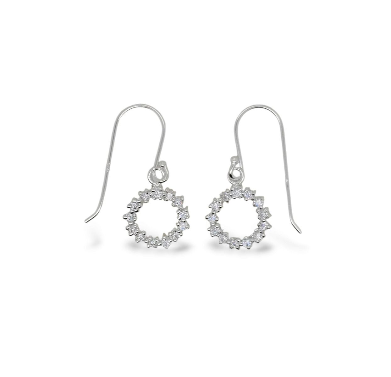 EARRINGS S/S & CZ SMALL CIRCLE