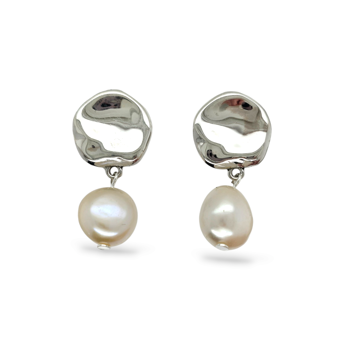 EARRINGS S/S DISC & PEARL