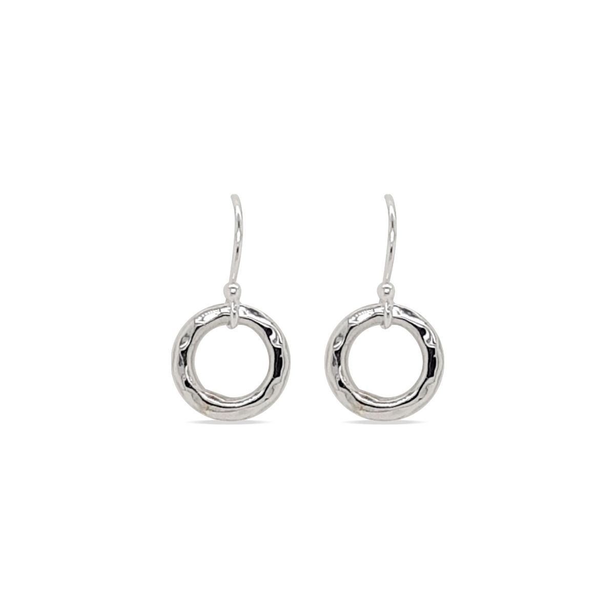 EARRINGS S/S HAMMERED CIRCLE
