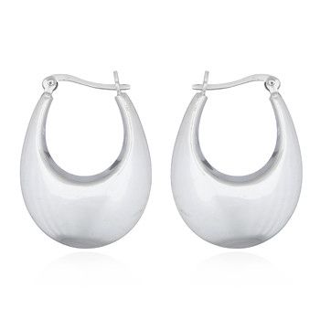 EARRINGS S/S OVAL.FAT HOOP