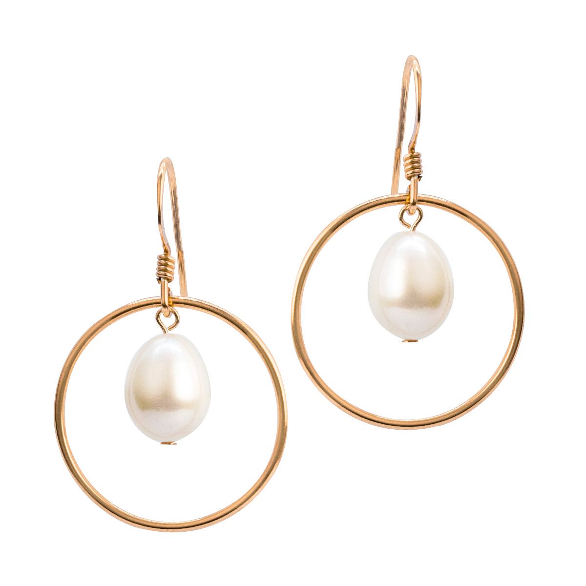 EARRINGS S/S & RG CIRCLE PEARL