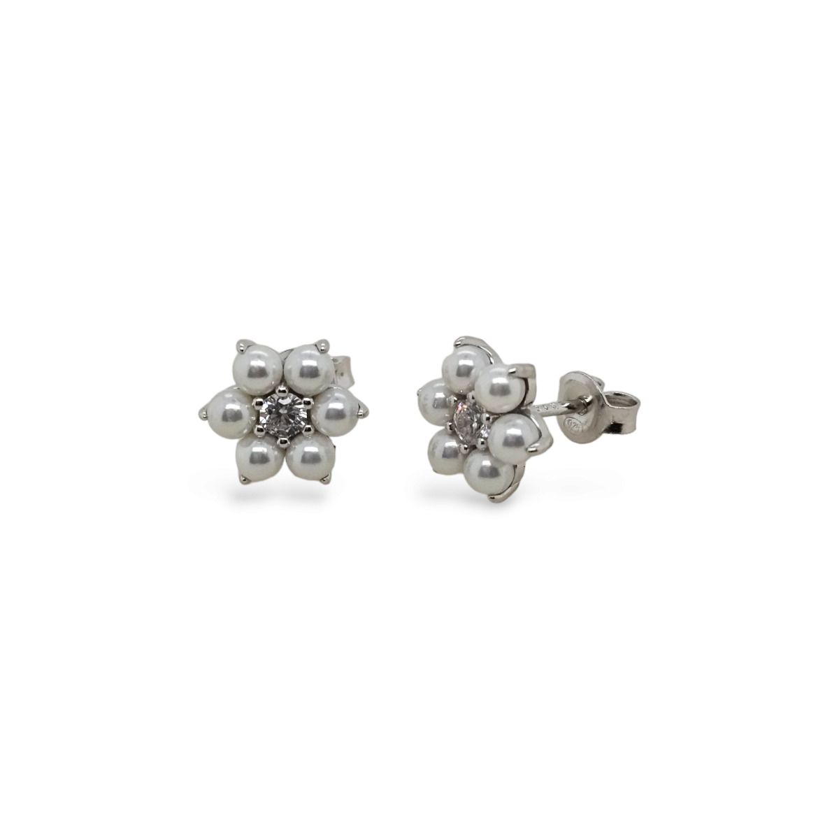 STUDS S/S & F/WATER PEARL CZ