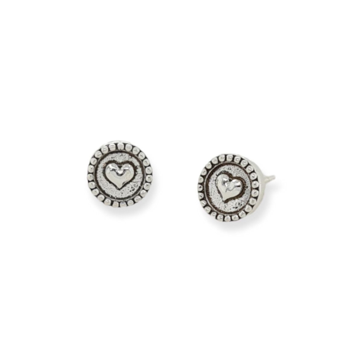 STUDS S/S HEART IN DISC