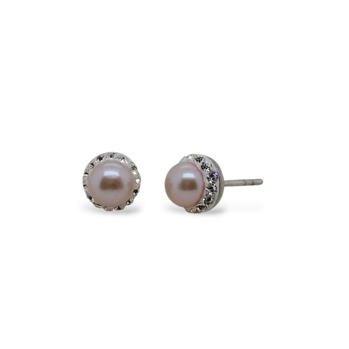 STUDS S/S PINK PEARL CZ 8mm