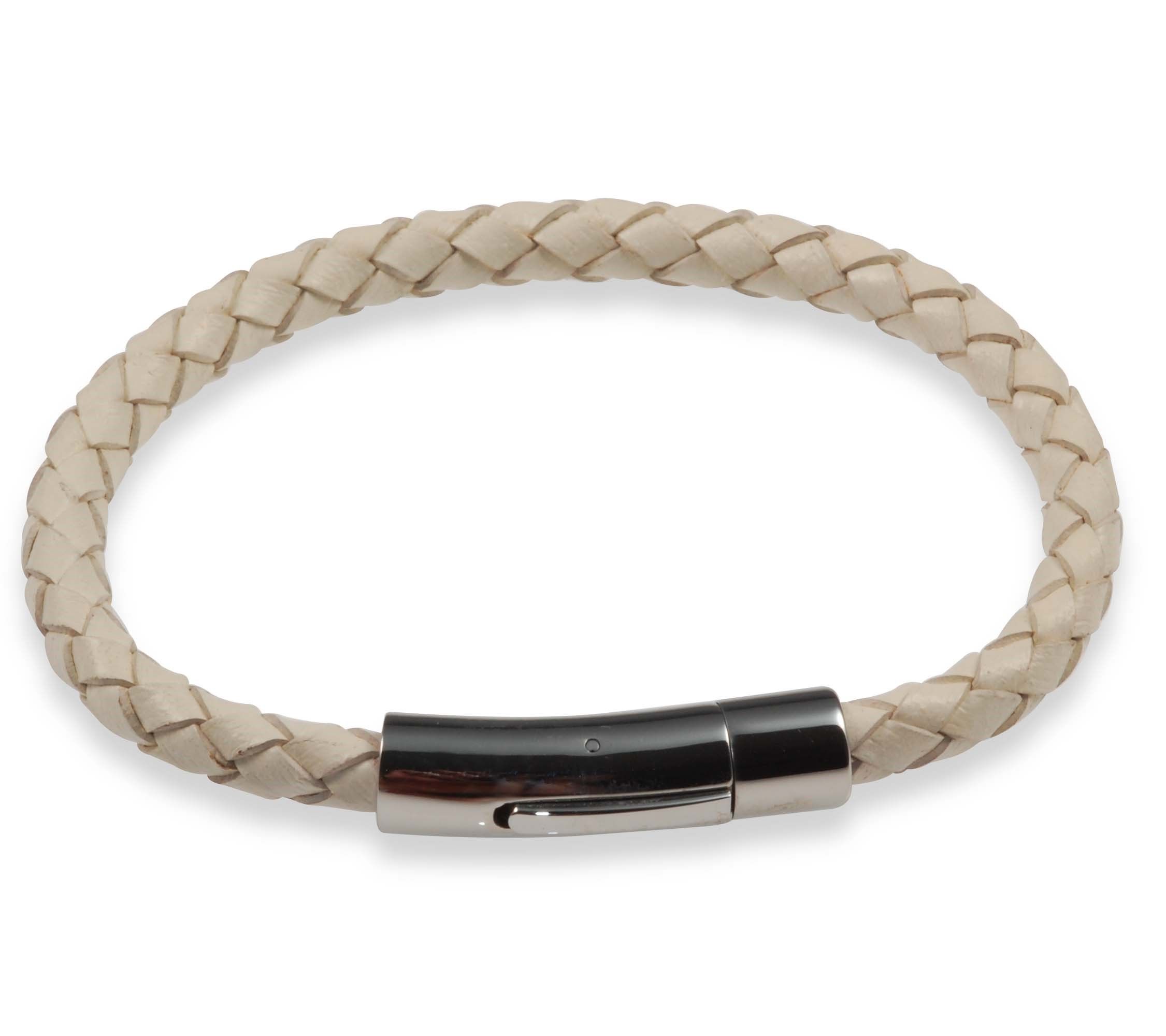 "BRACELET WHITE LEATHER 9"""