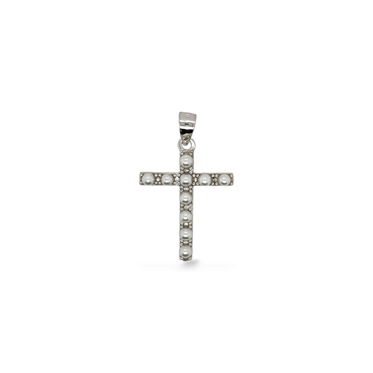 PENDANT S/S CROSS F/W PEARLS