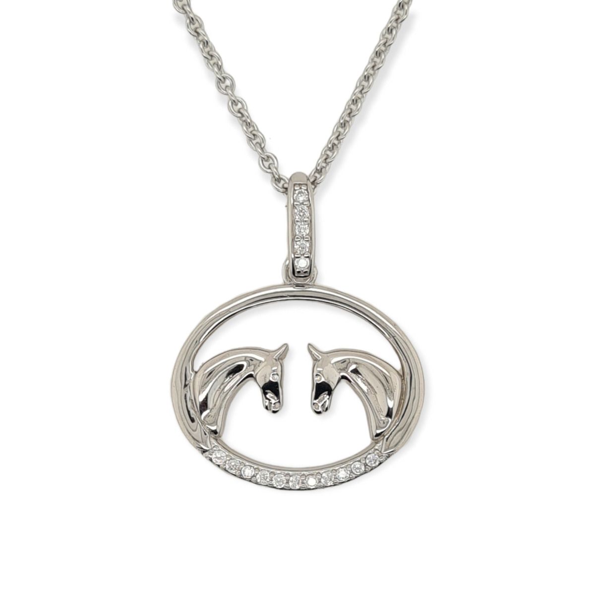 PENDANT S/S & CZ SET 2 HORSES