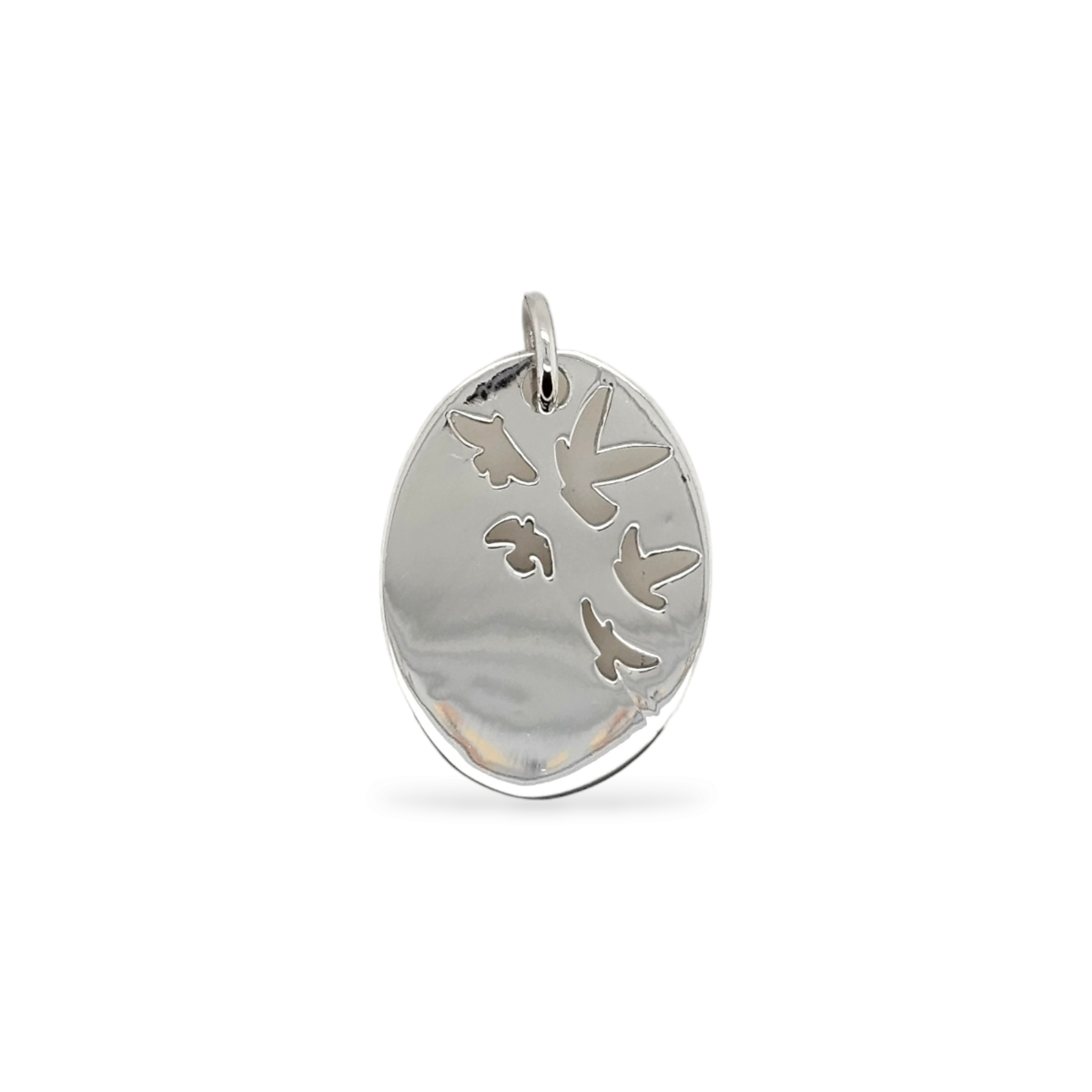 PENDANT S/S FLYAWAY BIRDS OVAL