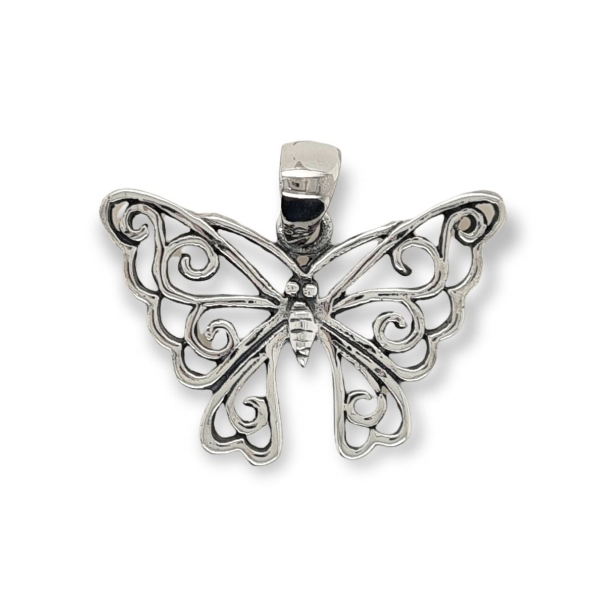 PENDANT S/S SCROLL BUTTERFLY