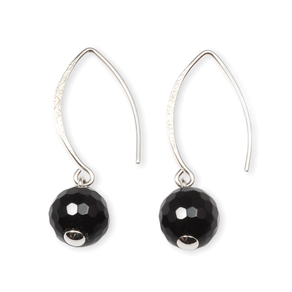 EARRINGS S/S BLACK AGATE FACET