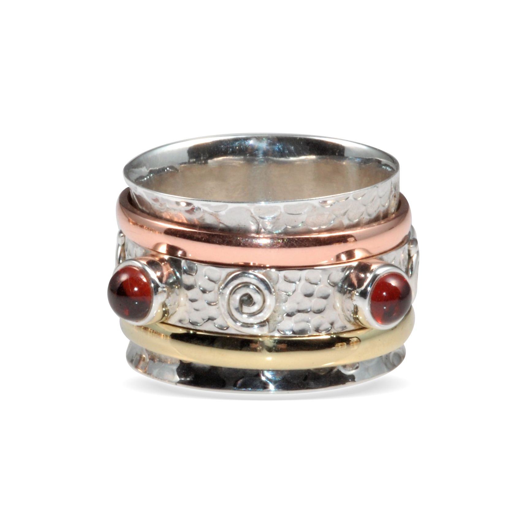 RING S/S COPPER BRASS GARNET C