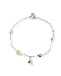 BRACELET S/S BEE & FLOWERS