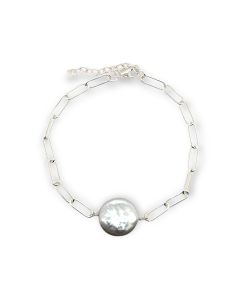 BRACELET S/S CHAIN & PEARL