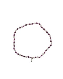 BRACELET S/S PEARL & RUBY