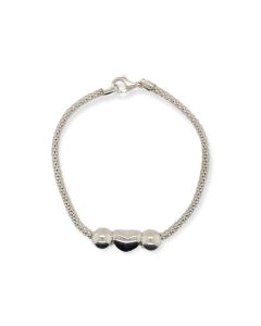 BRACELET S/S W/HEART & BEADS